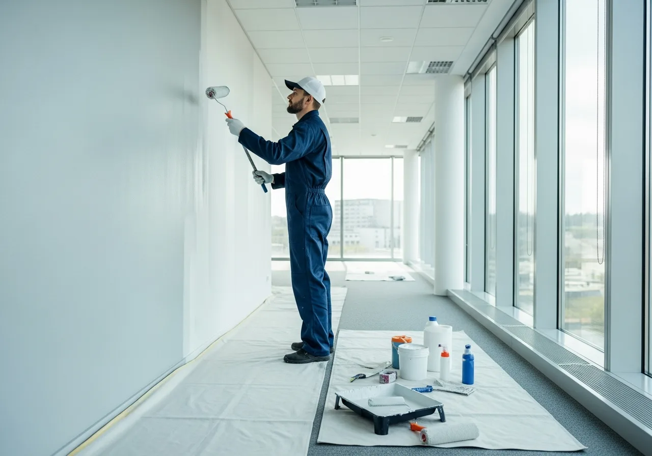 Commercial building painting in downtown Ottawa