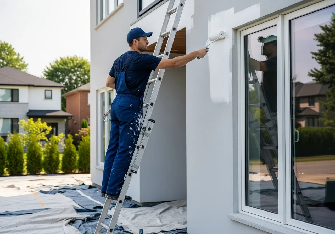 Professional painter painting the exterior of an Ottawa home